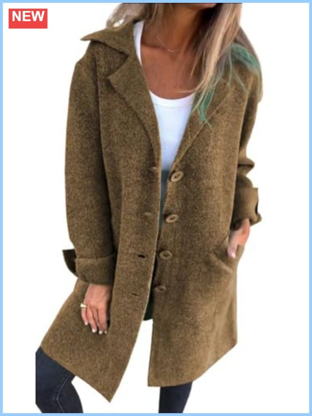 Women's Long Knit Blazer Cardigan Button Down Loose Fit Sweater Jacket